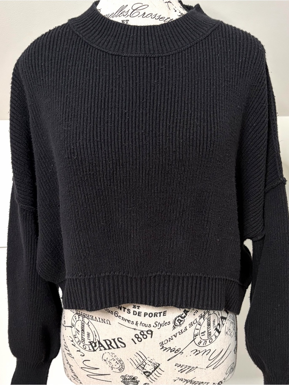 Free People Frankie Cable Knit Black Sweater Sz XS